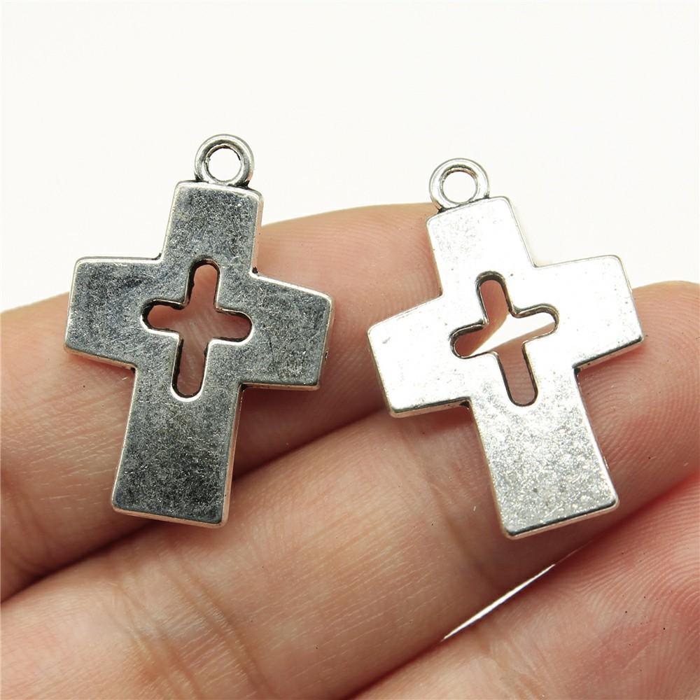 10pcs Charms Cross Antique Bronze Silver Color Pendants DIY Crafts Making Findings