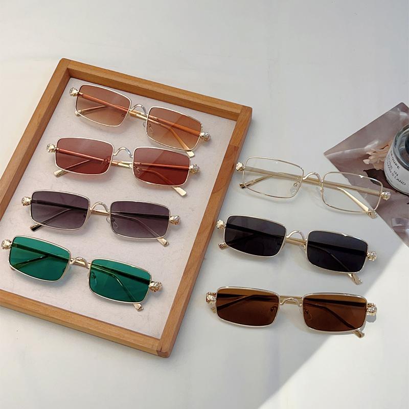 Vintage Rectangle Sunglasses Men New Fashion Classic Gradient Decorative Shades Women Ins Luxury Brand Design Sun Glasses