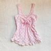 Women's Sweet and Cute Fairy Tale Style Y2K Casual Slim Crop Top Polka Dot Kawaii Bow Lace All-match American Gothic Cartoon Top