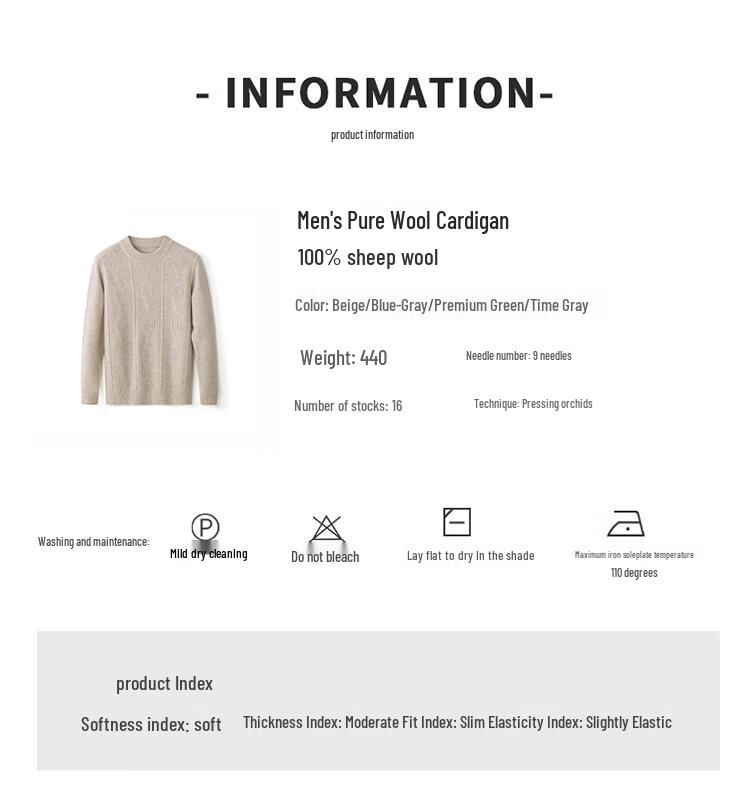 Hengyuanxiang Men's 100% Wool Round Neck Thick Knitted Sweater Model 78827