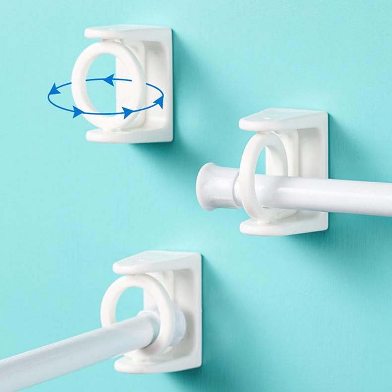 2 Pcs Rotatable Ring Hanging Punch-free Shower Curtain Rail Fixed Bracket Holder