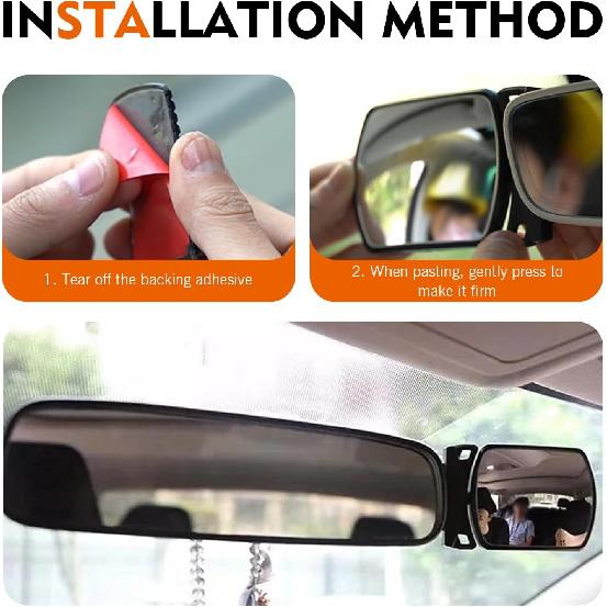 Baby Car Interior Rearview Mirror, HD Convex Wide Angle Backseat Auxiliary Mirror, 2.36" x 3.15" Self-Adhesive Adjustable Micro-Curved Lens