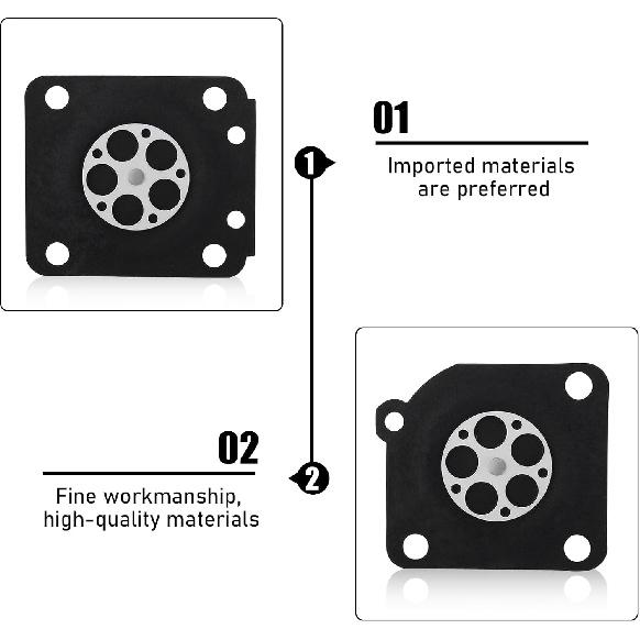 Pack of 2 Carburetor Rebuild Kit Compatible with Zama RB-69 C1Q-S32 C1Q-S46 C1Q-S46A C1Q-S61 C1Q-S61 C1Q-S61A C1Q-S61B C1Q-S61C C1Q-S61D C1Q-S61E