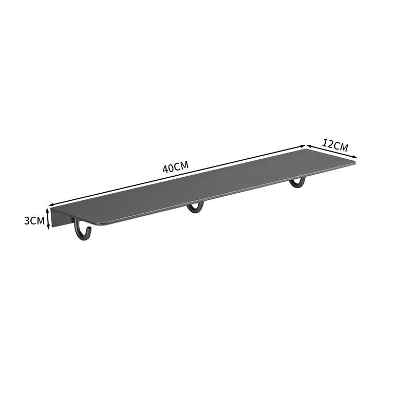 Gun Gray Bathroom Shelf With Hook Wall Mounted Shower Organizer Holder Black Aluminum Storage Rack Bathroom Shelving