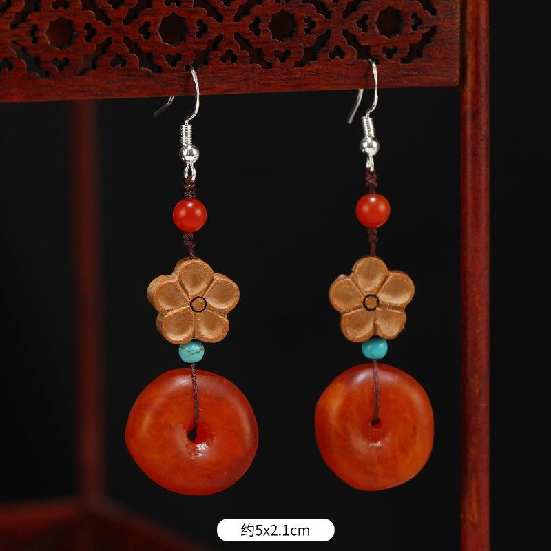 Niche retro earrings medium and long fringed earrings simple temperament cheongsam earrings women