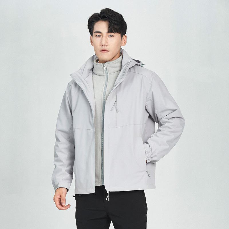 New Autumn and Winter Three-in-one Windproof Jacket for Men and Women, Detachable Outdoor Mountaineering Jacket, Windbreaker Jacket for Men S