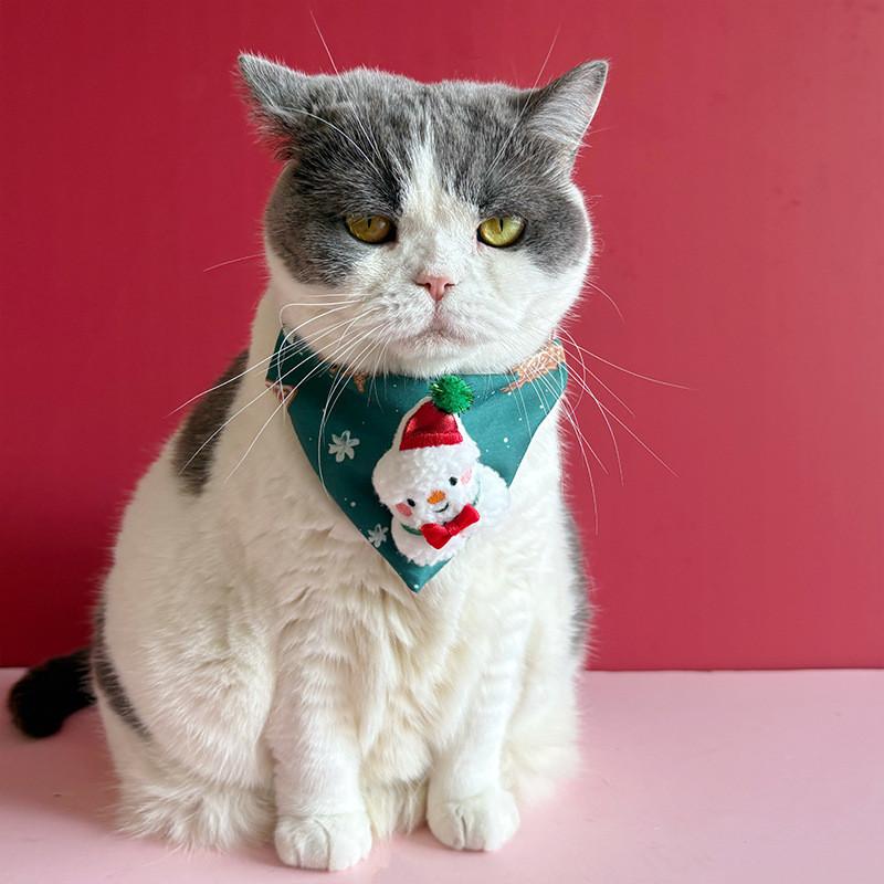 Weihnachts-Haustier-Dreieckstuch mit Weihnachtsmann-, Elch-, Schneemann-Design für Katzen und Hunde Winter-Feiertagsdekoration