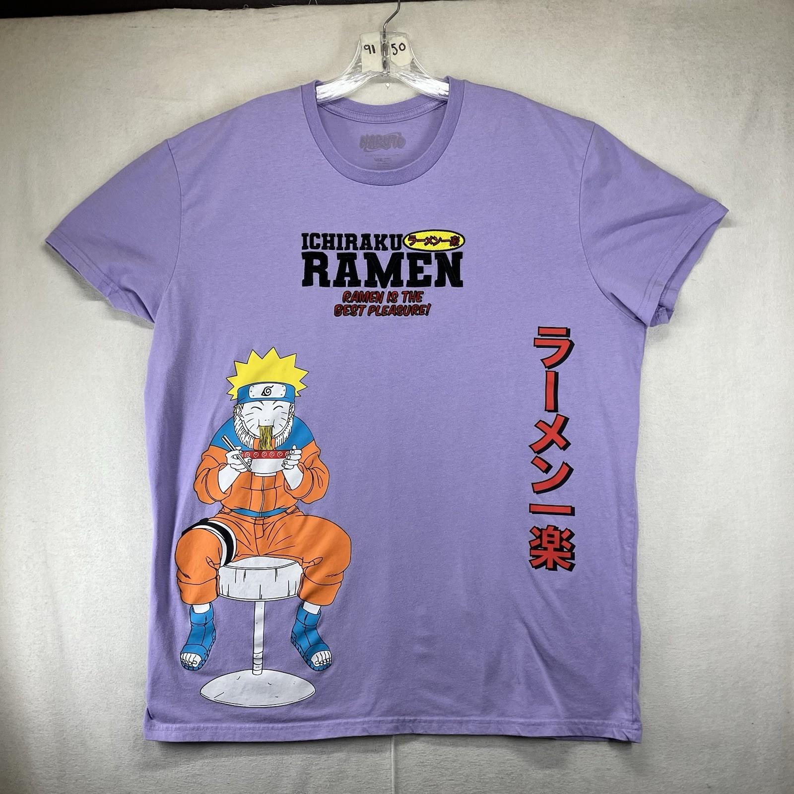 Naruto Shippuden T Shirt Ichiraku Ramen Mens XL Lavender Embroidered Colorful 2XL