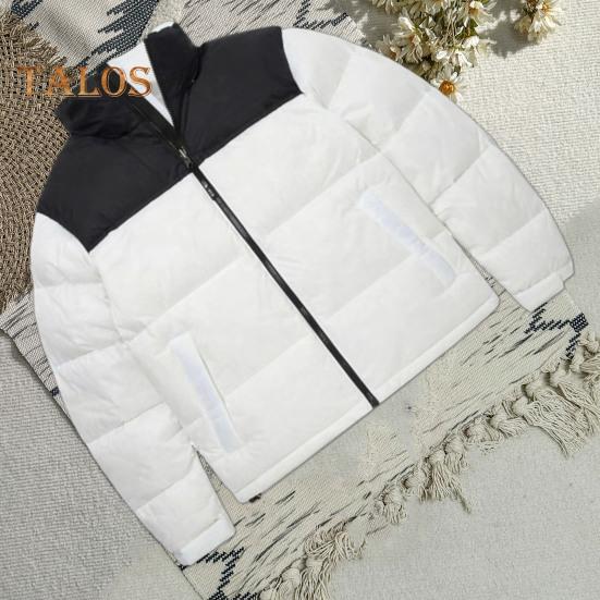 Męski płaszcz bawełniany ze stójką, długim rękawem, patchworkową kolorową kurtką z kieszeniami, luźny krój, zamek błyskawiczny, wiatroszczelna, pikowana odzież wierzchnia