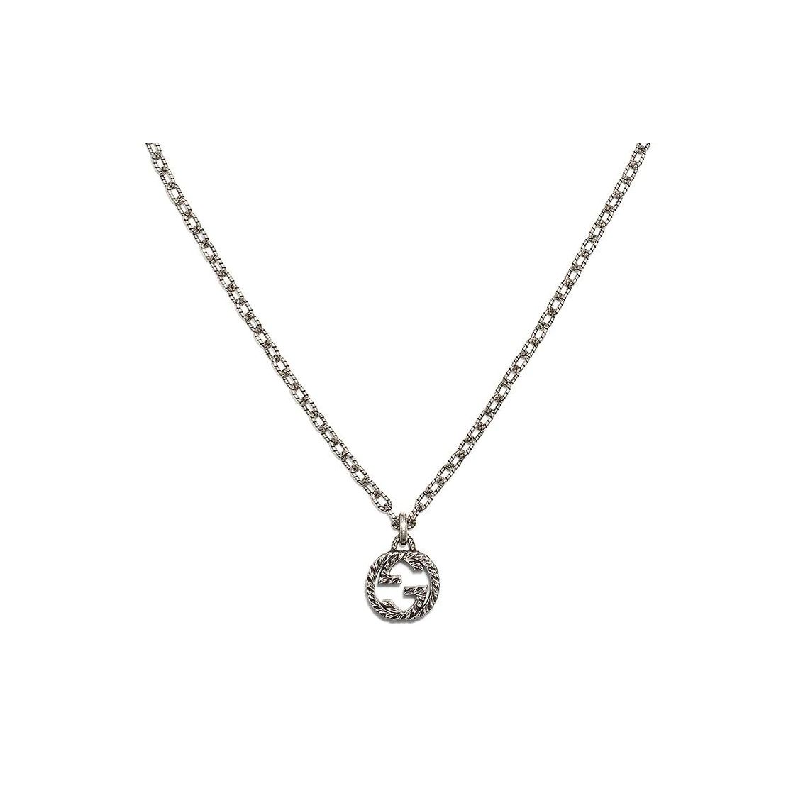 

Gucci Interlocking Double G Pattern Matte Silver Necklace Women necklace 455307J8400 Dust Bag+Box (Random Color),F,Silver