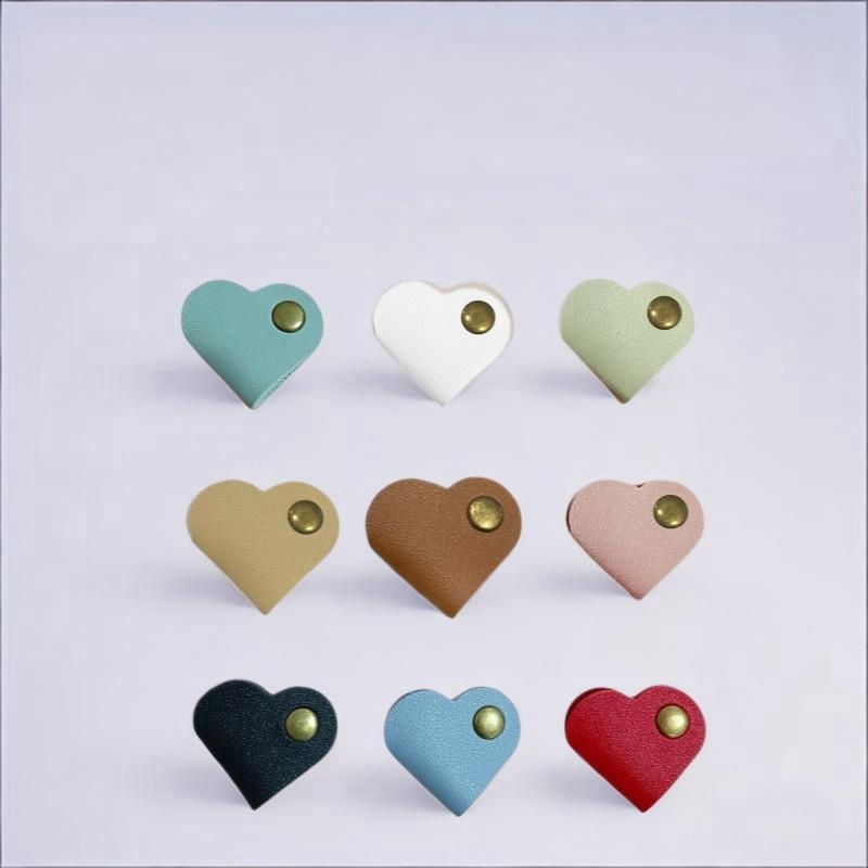 5/10Pcs Heart-Shaped Faux Leather Headphone Cable Winder, Data Cable Organizer, Cable Management Clip, Heart-Shaped Cable Winder