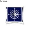 Home Decor Compass Anchor Pillow Cover Blue Mediterranean Cushion  Sofa Chair Car Office  Ornament 40x40cm 45x45cm