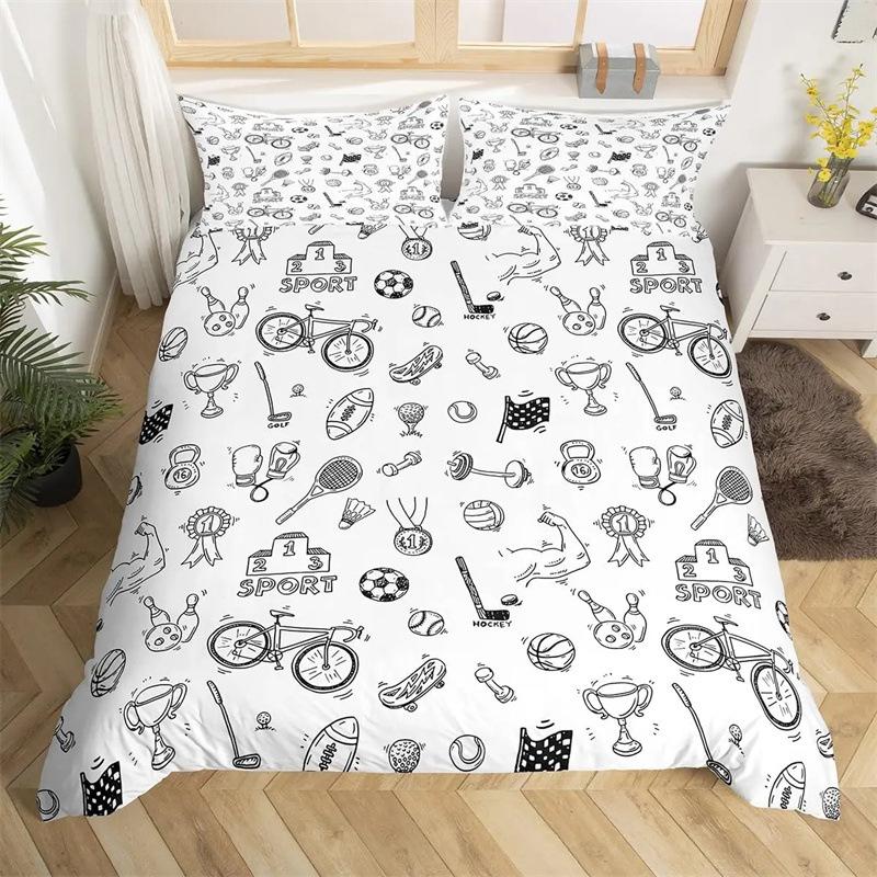 Tennis-themed Duvet Cover Set - Bedding Set - 3-piece Duvet Cover Set
