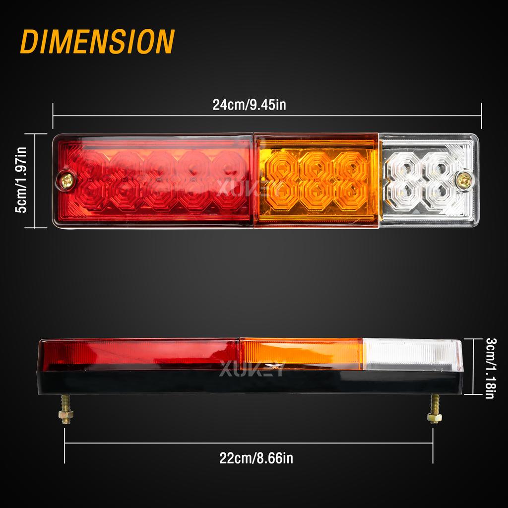 2x 12V 4 Function Truck Trailer Caravan ATV LED Brake Stop Rear Tail Reverse Light Turn Signal Indiactor Lamp Offroad Chassis