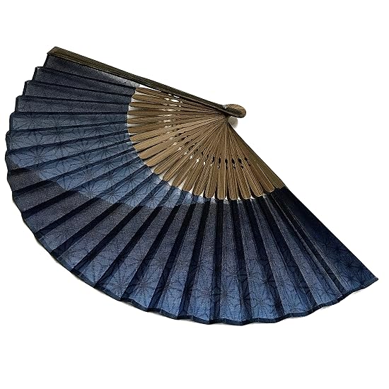 [Hanakanzashi] Folding Fan Men's Gentleman's Asanoha (Hemp Leaf) Gradient 22cm Cotton Fabric Folding