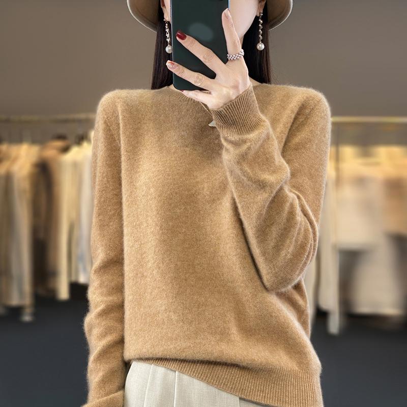 Sweater Women O-neck Cashmere Knitwear Female Pullover Autumn Winter Casual Tops Solid Color Soft Clothing