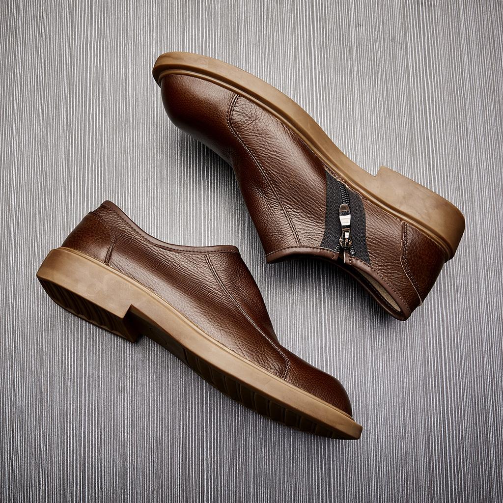 Leather Casual Leather Shoes For Men With One Foot, Big Head Shoes, Platform Men'S Shoes, Round Head, Lazy Loafers For Men