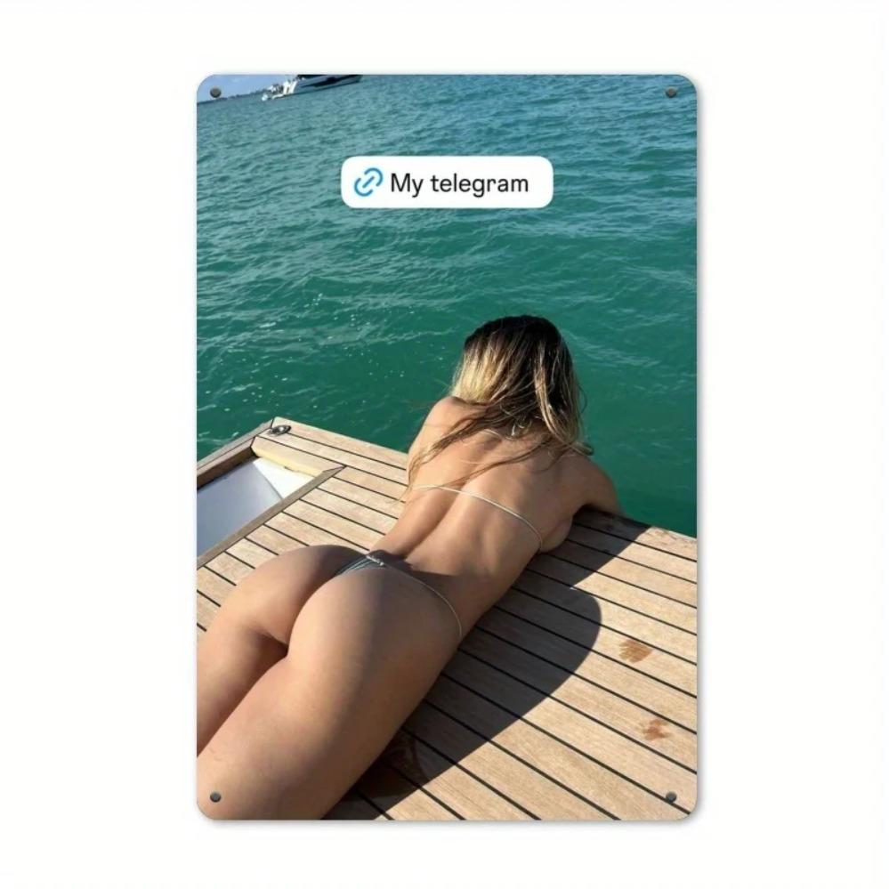 Блондинка Сексуальная 2D Плоская Металлическая Жестяная Табличка - Домашний Бар/Клуб/Спальня Мужская Пещера Ванная Комната Настенный Декор Искусство 20x30cm（7.8x11.8inch）