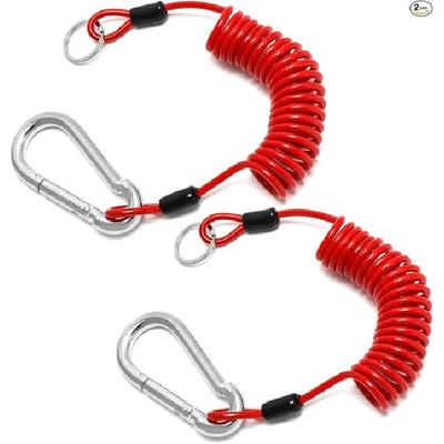 Breakaway Trailer Cable - Heavy Duty Steel Wire Coiled Safety Cables Strap for 2