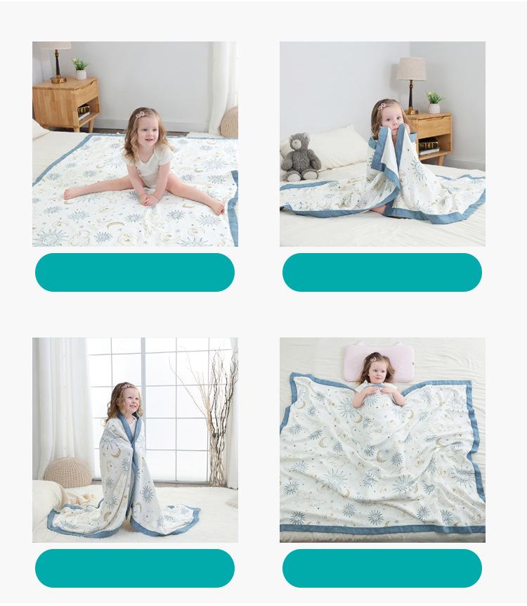 Digital Print Bamboo Cotton Baby Blanket - Four-Layer Gauze Anti-Kick Quilt for Newborns