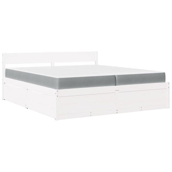 Maison Exclusive - Lit avec tiroirs et matelas blanc 200x200 cm bois massif de pin