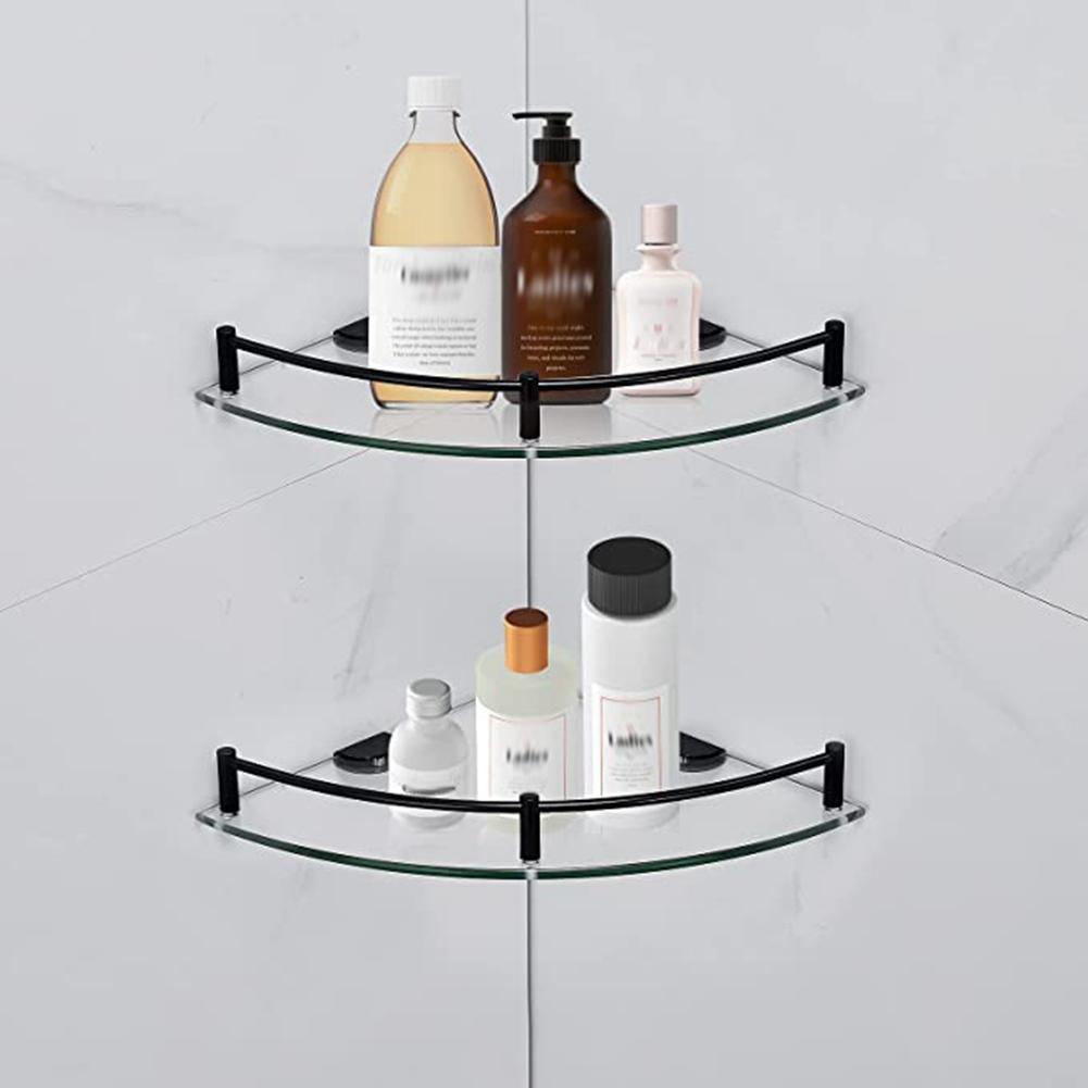 Bathroom Glass Corner Shelf Wall Mounted ,Tempered Glass Shelf For Storing Shower Gel/Soap-C Bathroom Shelves,