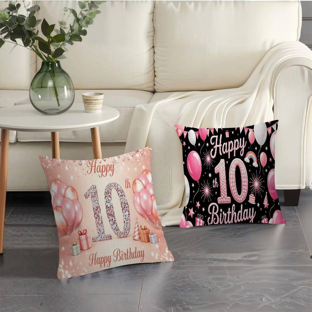 10th Birthday Party Cushion Cover Inches Farmhouse Decor Home Throw Pillow Covers for Couch Decorations