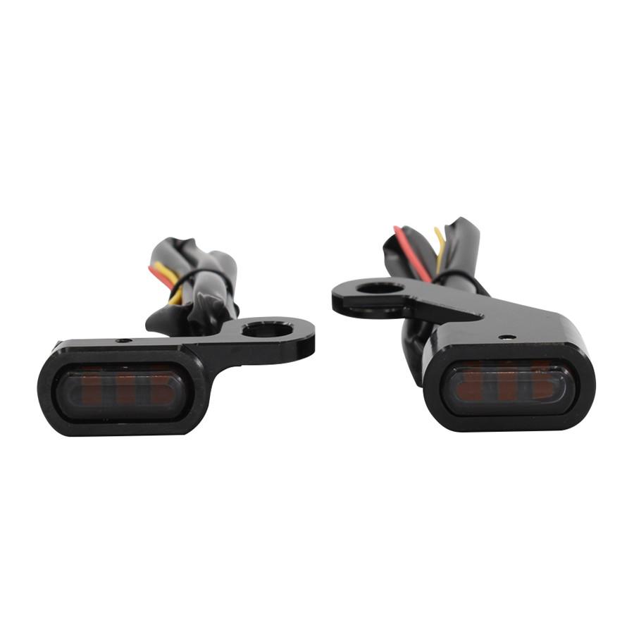 2X Motorcycle Amber LED Mini Turn Signal Indicator Running Light Lamp Full BLACK