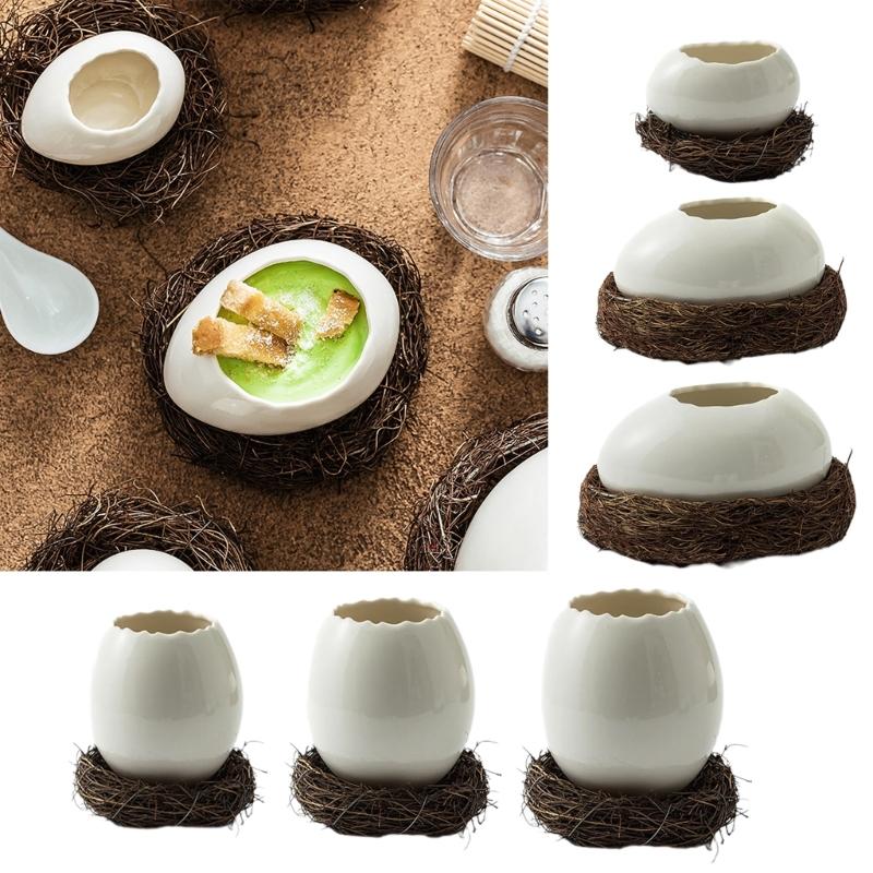 Bird Eggshell Serving Bowl Glossy Ceramic Decoration Bowl for Salad Fruit Display and Home Table Styling Use