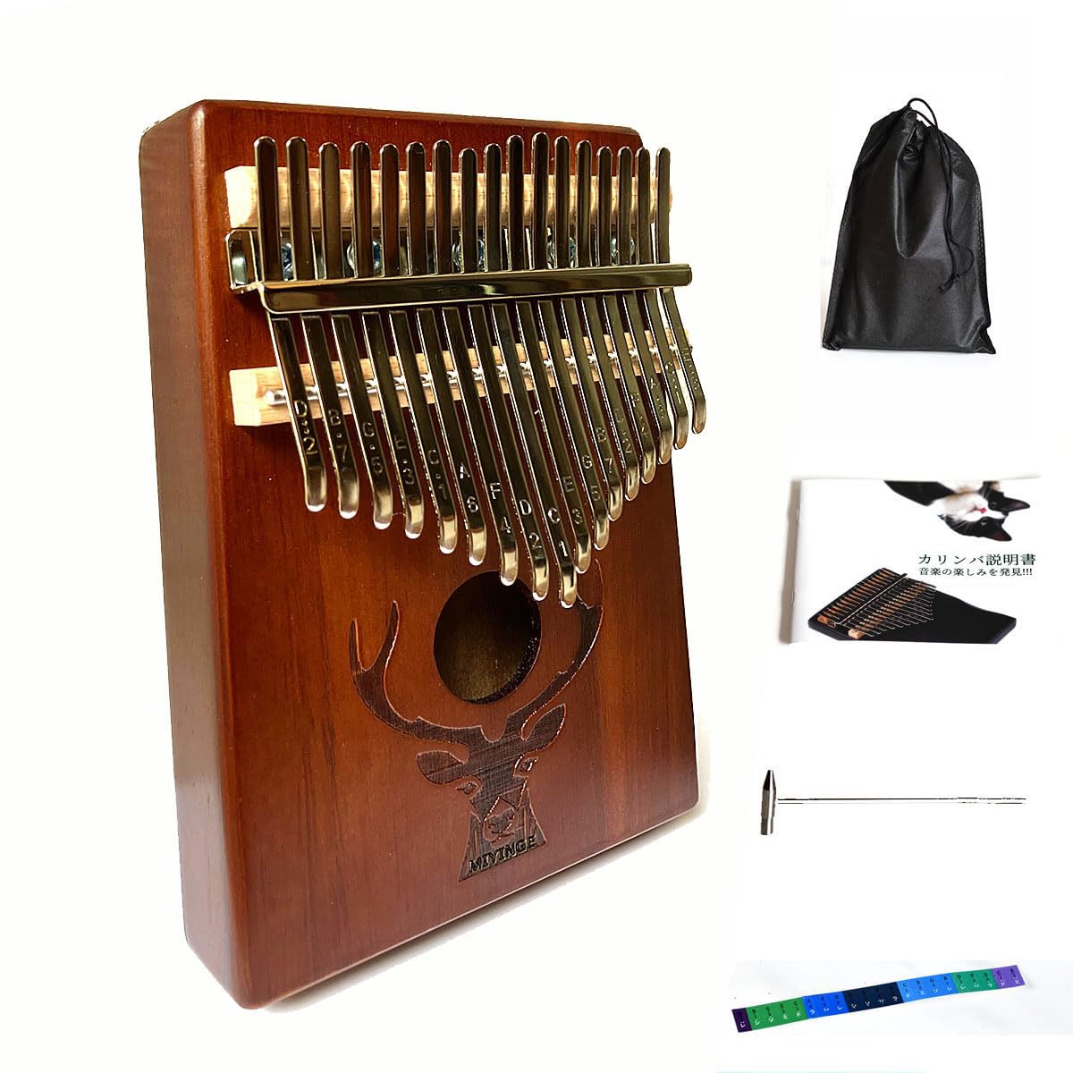 

MIYINGE 17-Note Kalimba with Giraffe Engraving, Pre-Tuned, Engraved Scale, and Japanese Sheet Music, Perfect for Beginners (Brown). Includes a 17-Key