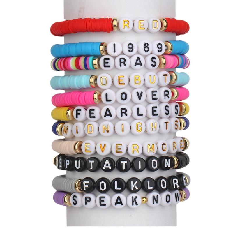 Taylor Swift Pink Friendship Bracelet with Custom Letters - Lover & Fearless Collection