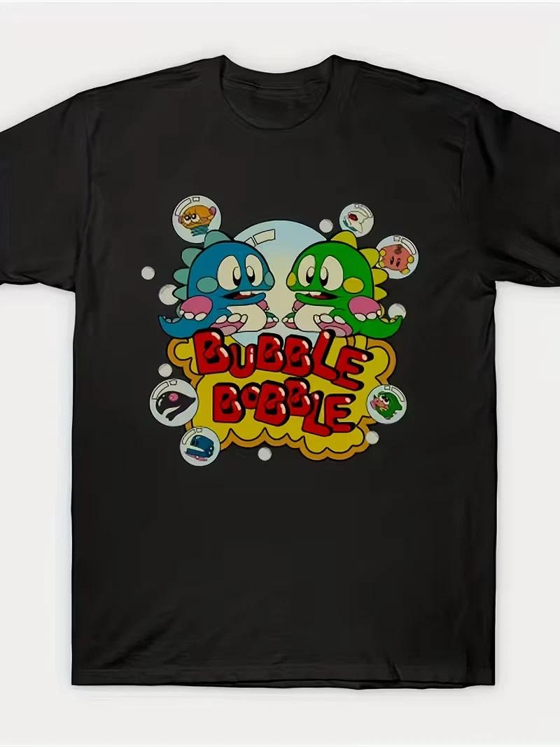 Men S Retro Bubble Dragon 1986 Arcade Game T-Shirt - Black with Colorful Bubble L