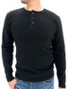 Avirex Langarm Henley Uni Größe Schwarz Herren T-Shirt, Farbe, Gerippt, S,