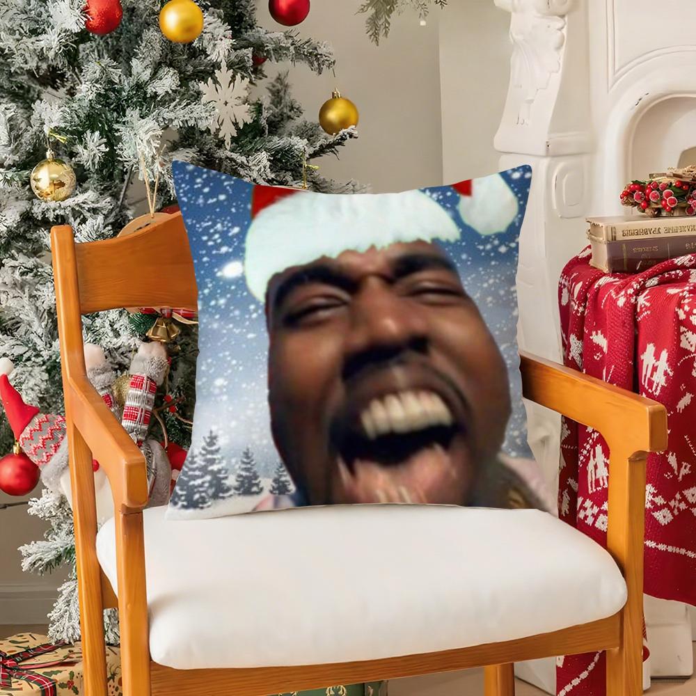 Funny K-Kanye Meme Pillow Case Silky Short Plush With Invisible Zipper Dustproof Sofa Cushion Cover For Home Decor