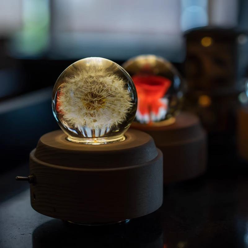 Crystal Ball Music Box Night Light: Multi-Pattern Warm Decor & Gift