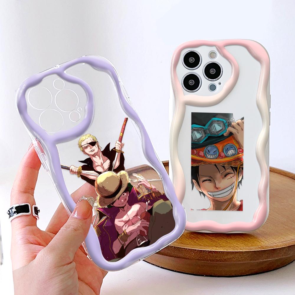 Kreslený vzor krémová textura pouzdro vlnitý okraj měkký silikonový kryt pouzdro na telefon pro iPhone Samsung Huawei Honor Xiaomi Redmi OPPO Realme Vivo Infinix