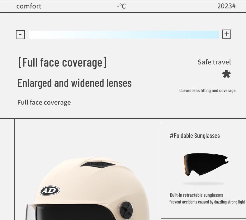 3C Certified Unisex Electric Vehicle Half Helmet with Double Visor, Summer Sun Protection, All-Season Use for Scooters & Motorcycles