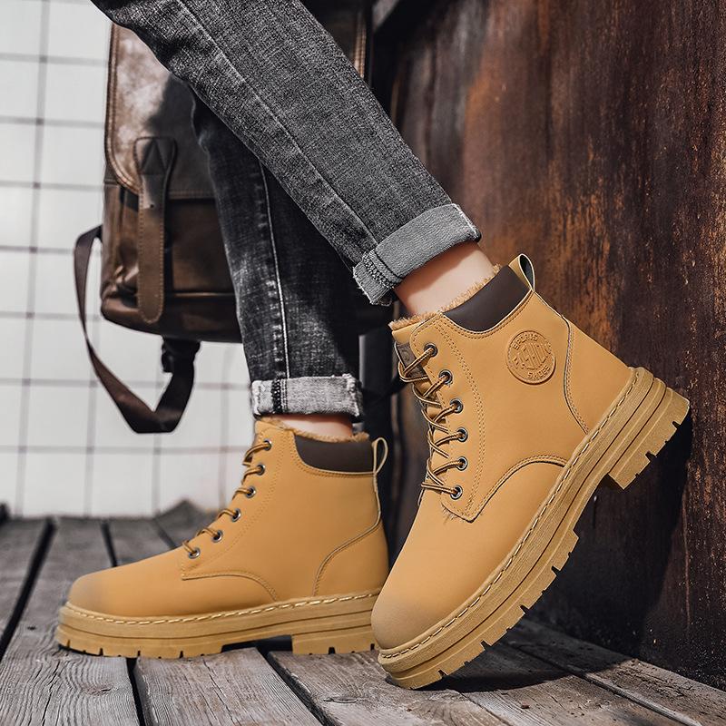 Fleece Martin boots men's shoes winter high-top British boots men's cotton shoes thickened warm snow boots