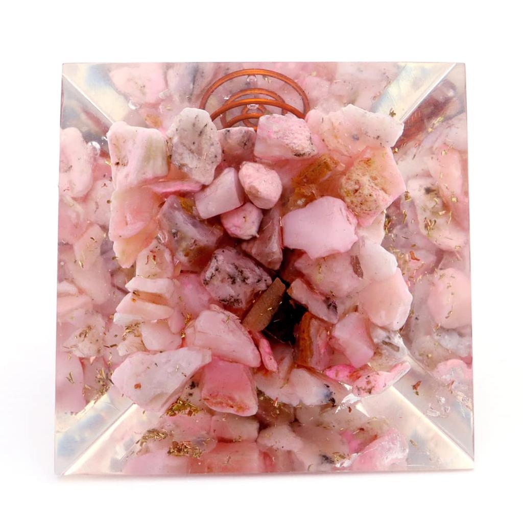 [GOLDSTEIN] Rosa Opal und Einzelkristall Quarz Orgonit Pyramide, Spirituelle Waren, Ungefähr 55mm Breit