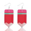 Teacher's Day Apple Pencil & Rocket Book Earrings with School Elements