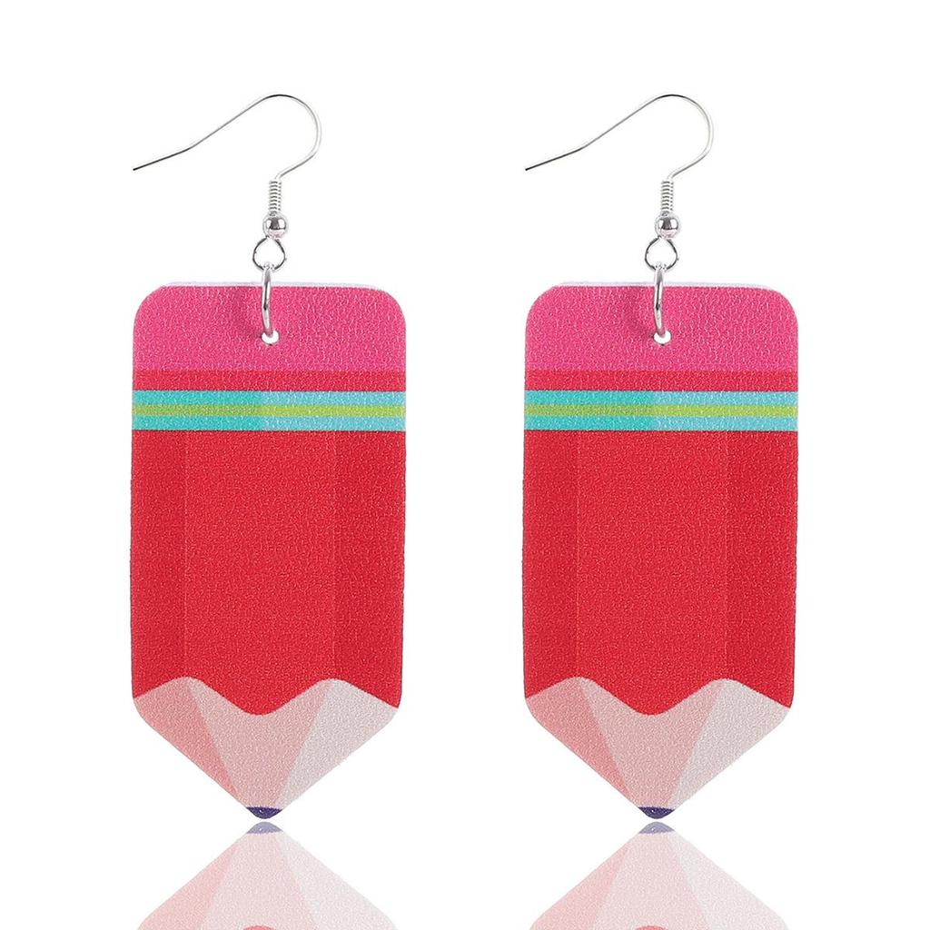 Teacher's Day Apple Pencil & Rocket Book Earrings with School Elements