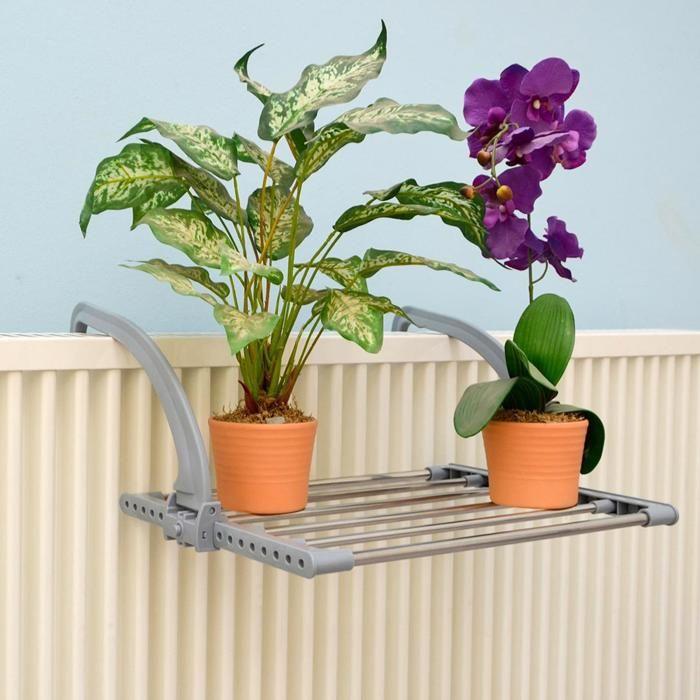 Étendoir Séchoir À Linge Pliant 47x32x20,5cm À Accrocher Sur Le Radiateur Fenêtre Bain Pour Étendre Sécher Vêtements Mouillées Acier
