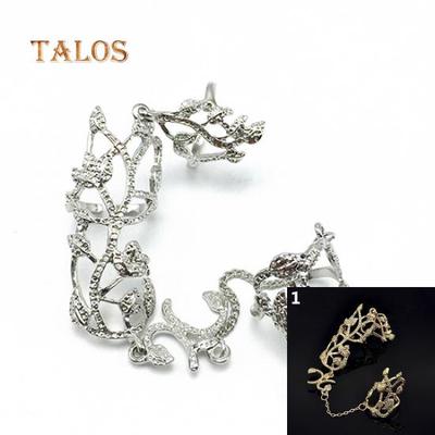 Women Flower Rose Chain Link Finger Slave Ring Bride Wedding Daily Jewelry Accessory