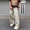 Modische Stern-Aufnäher Designs Hosen Herrenbekleidung Hohe Taille Weiter Bein Vintage Quaste Kordelzug Jeans Hosen Streetwear Jeans