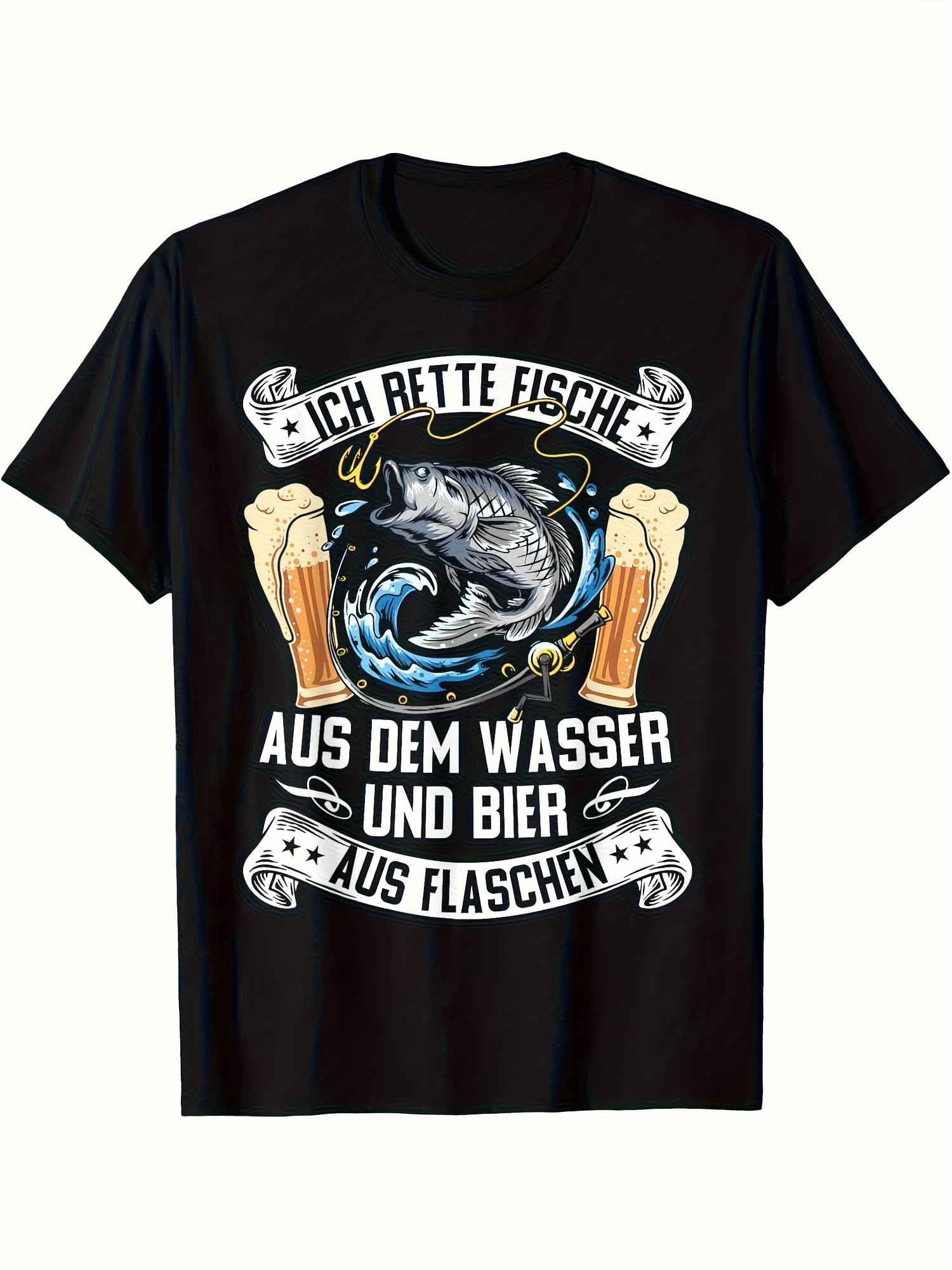 T-Shirt y2k German Fishing & Beer Black 4XL