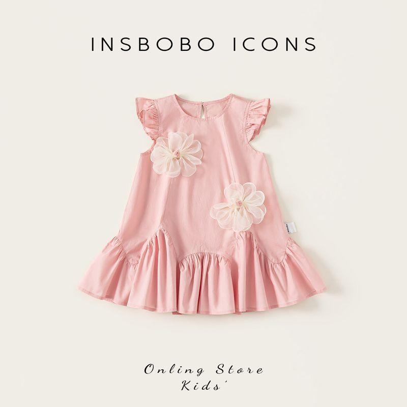 Insbobo Girls  Dress 2026 Summer New Style Kidsren s Beautiful Dress Baby Fashionable Princess Dress Summer Dress Pink 90