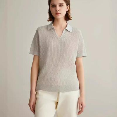 Luxury Brand Women's Clothing Fashion Ladies Knitted Pullover Linen Silk Polo Shirts Sweaters For Woman