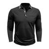 Spring Trend Men's Long Sleeve Casual Polo Shirts Solid Lapel Button Up Pullover Tops Autumn Turn Down Collar Polos