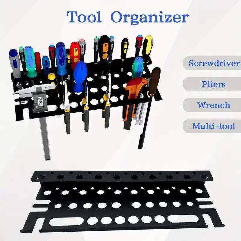 Wall-Mounted Wrought Iron Tool Storage Rack for Screwdrivers, Hammers, Needle-Nose Pliers