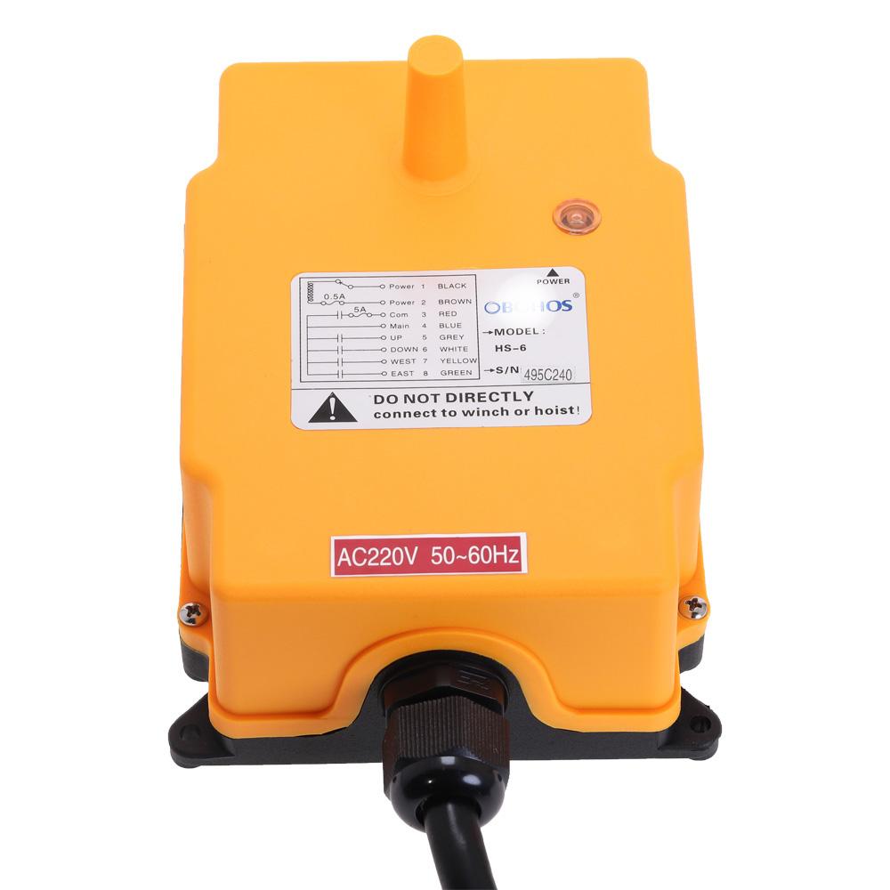 HS-6 IP65 6 Channels Industrial Electric Hoist Crane Remote Control Pushbutton Switch for CNC Winch 1Transmitter+1Receiver